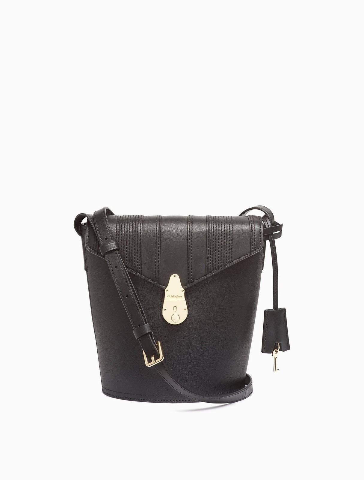 Calvin Klein Lock Leather Small Bucket Bag