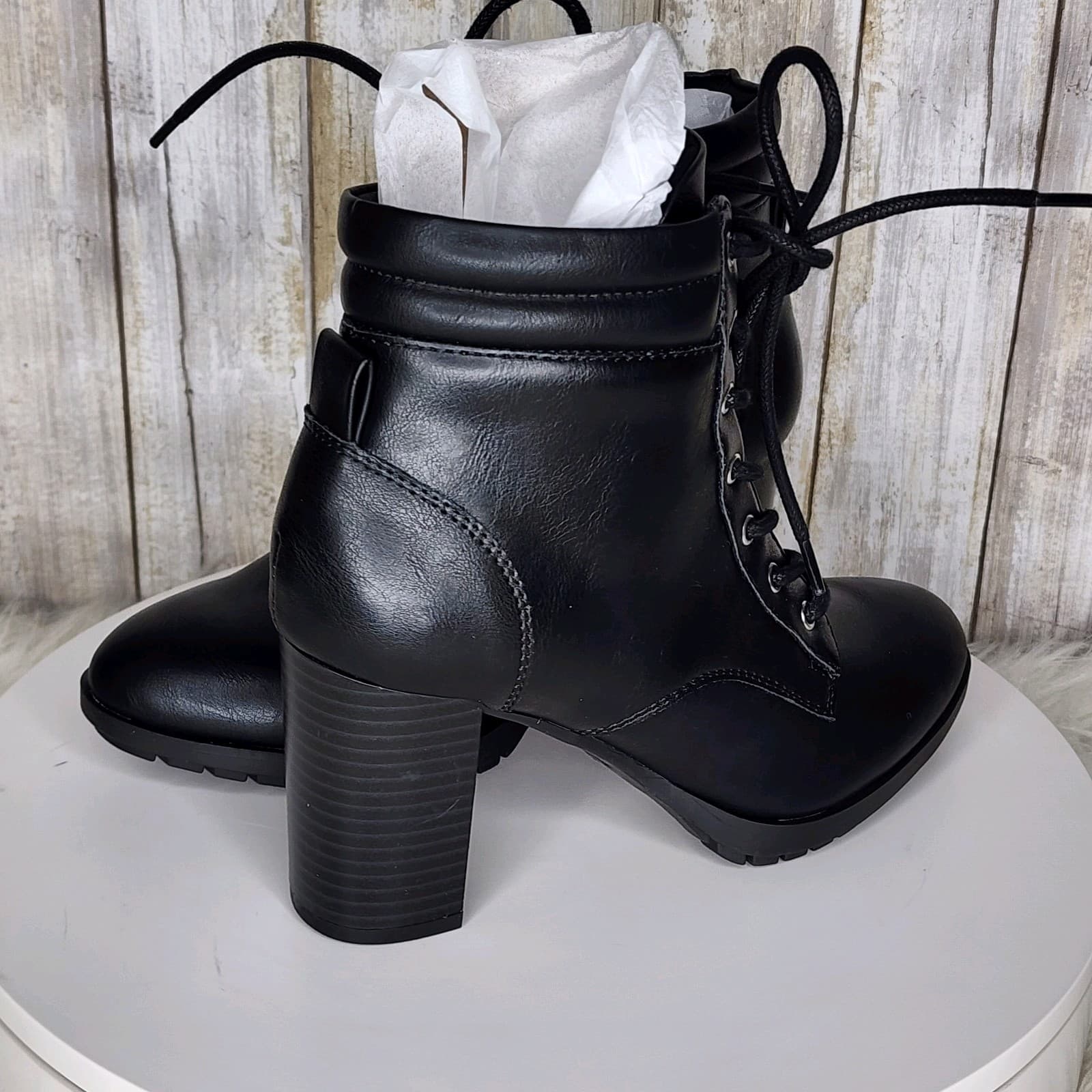 Style & Co Laurellee Lace-Up Dress Booties Black - Size 5.5 - Thumbnail 4