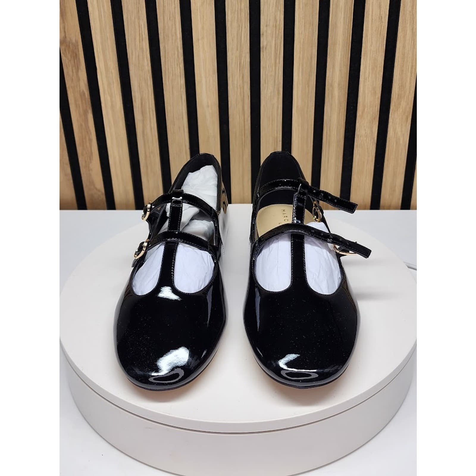 NEW - Marc Fisher Women’s Leather T-Strap Flats Double Buckle Shoes - Size 8.5 M - Thumbnail 5