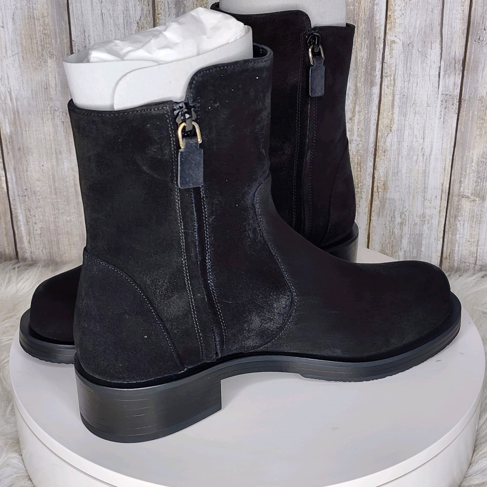Stuart Weitzman 5050 Bold Zip Bootie Black Suede - Size 7 - Thumbnail 7