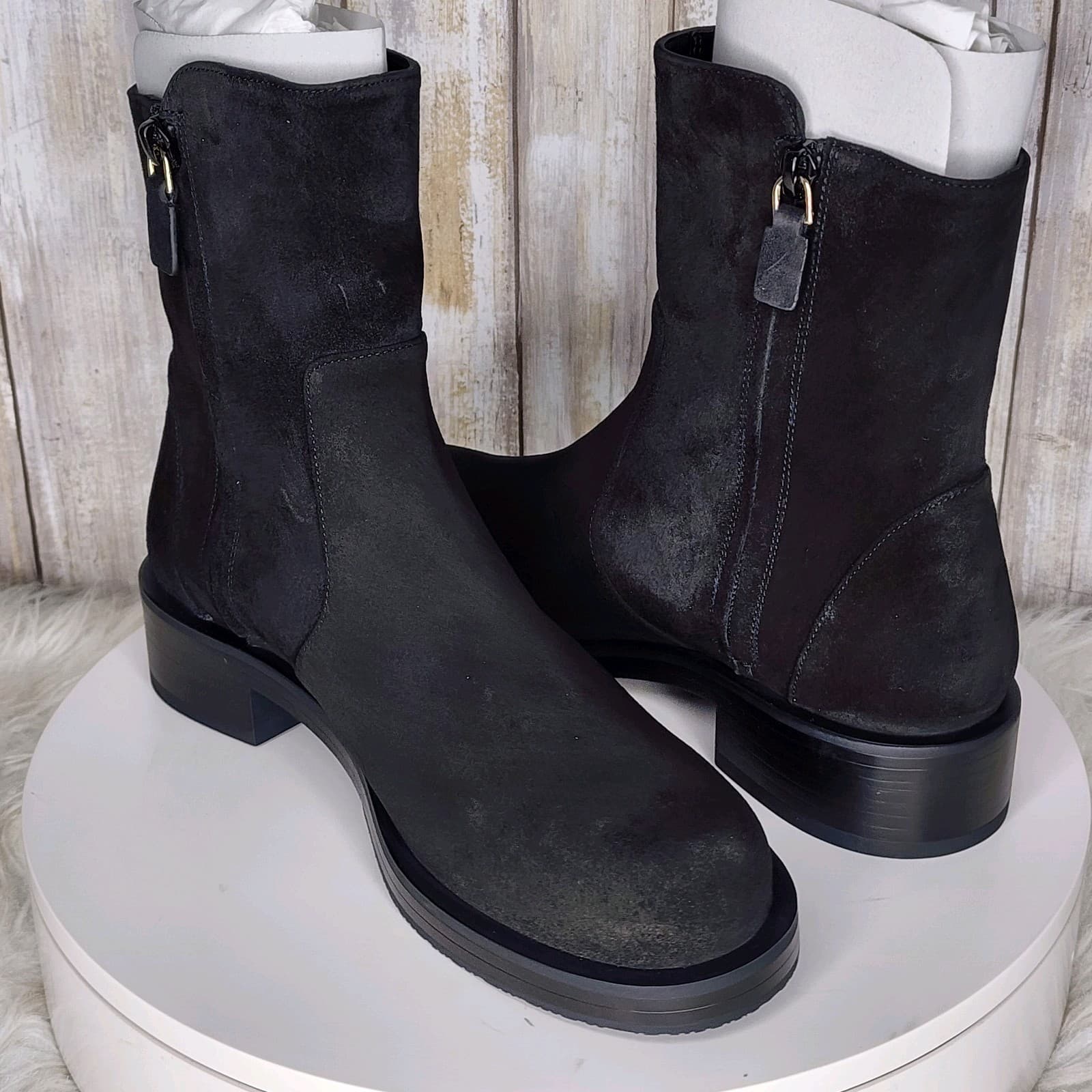 Stuart Weitzman 5050 Bold Zip Bootie Black Suede - Size 7 - Thumbnail 5