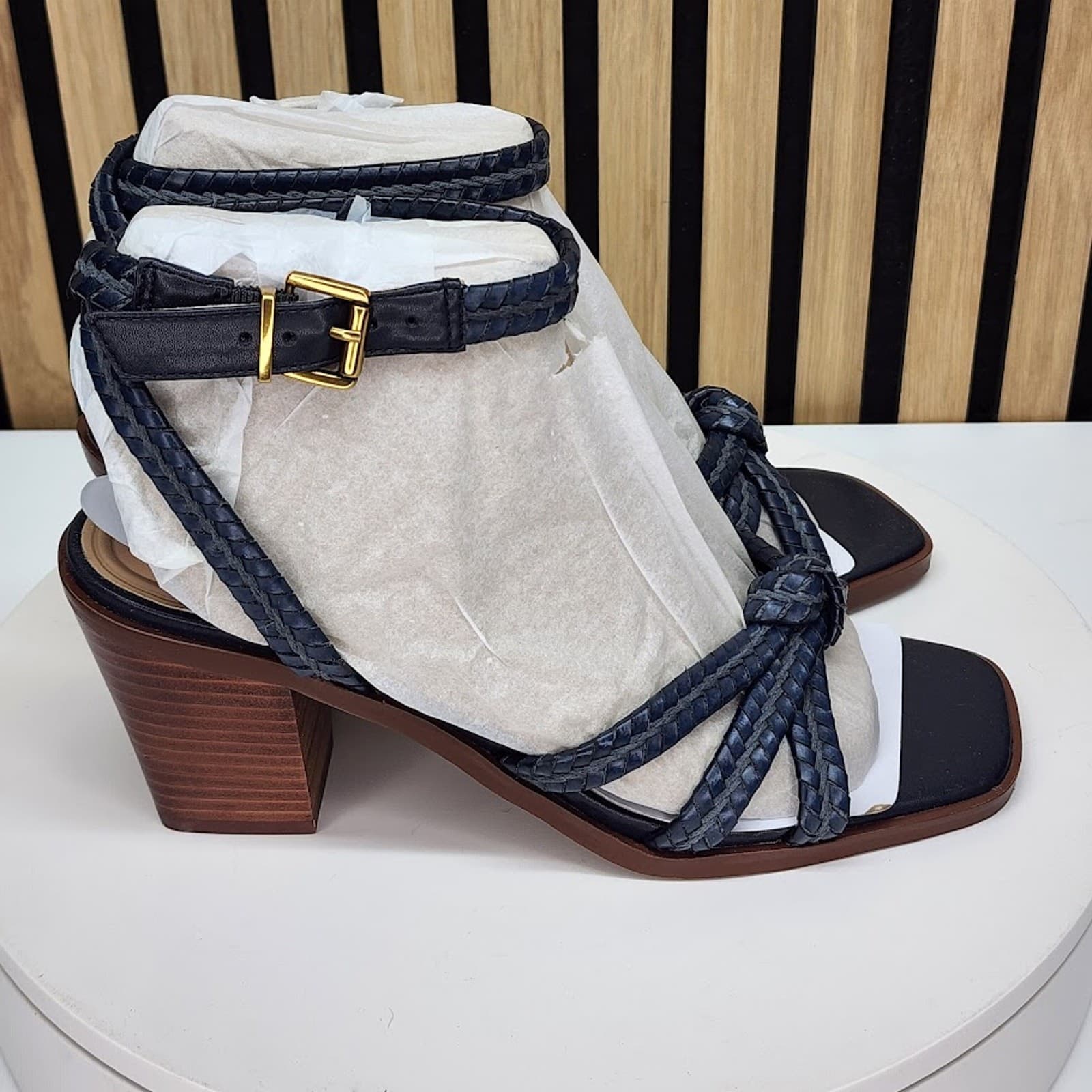 NEW - Giani Bernini Renaee Women’s Navy Woven Block Heel Sandals - Size 7.5 M - Thumbnail 2