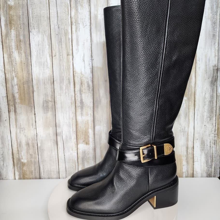 NEW - Vince Camuto Women's Gini Buckled Knee-High Riding Boots - Size 8M Black - Thumbnail 6