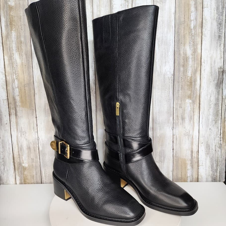 NEW - Vince Camuto Women's Gini Buckled Knee-High Riding Boots - Size 8M Black - Thumbnail 8