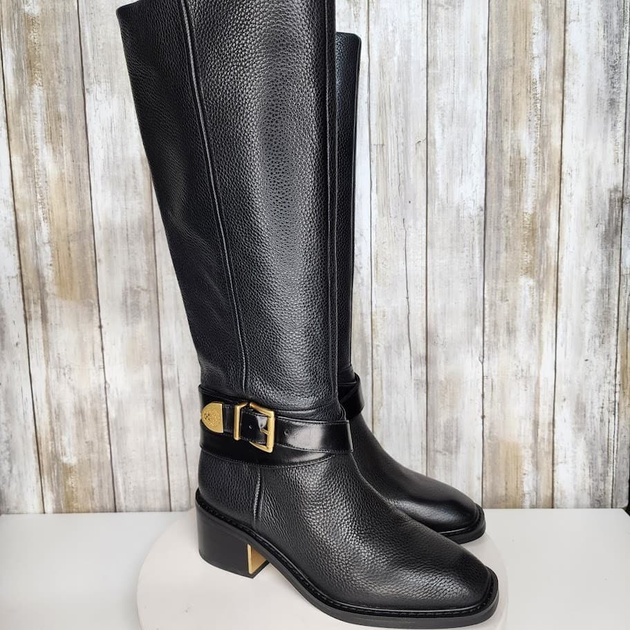 NEW - Vince Camuto Women's Gini Buckled Knee-High Riding Boots - Size 8M Black - Thumbnail 9