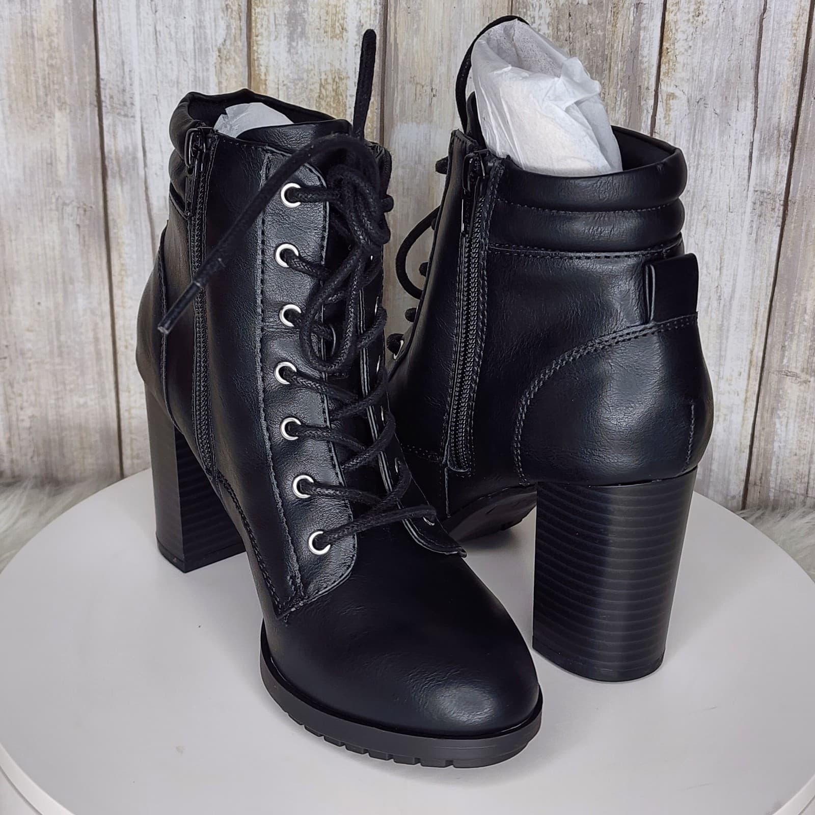 Style & Co Laurellee Lace-Up Dress Booties Black - Size 10 - Thumbnail 6