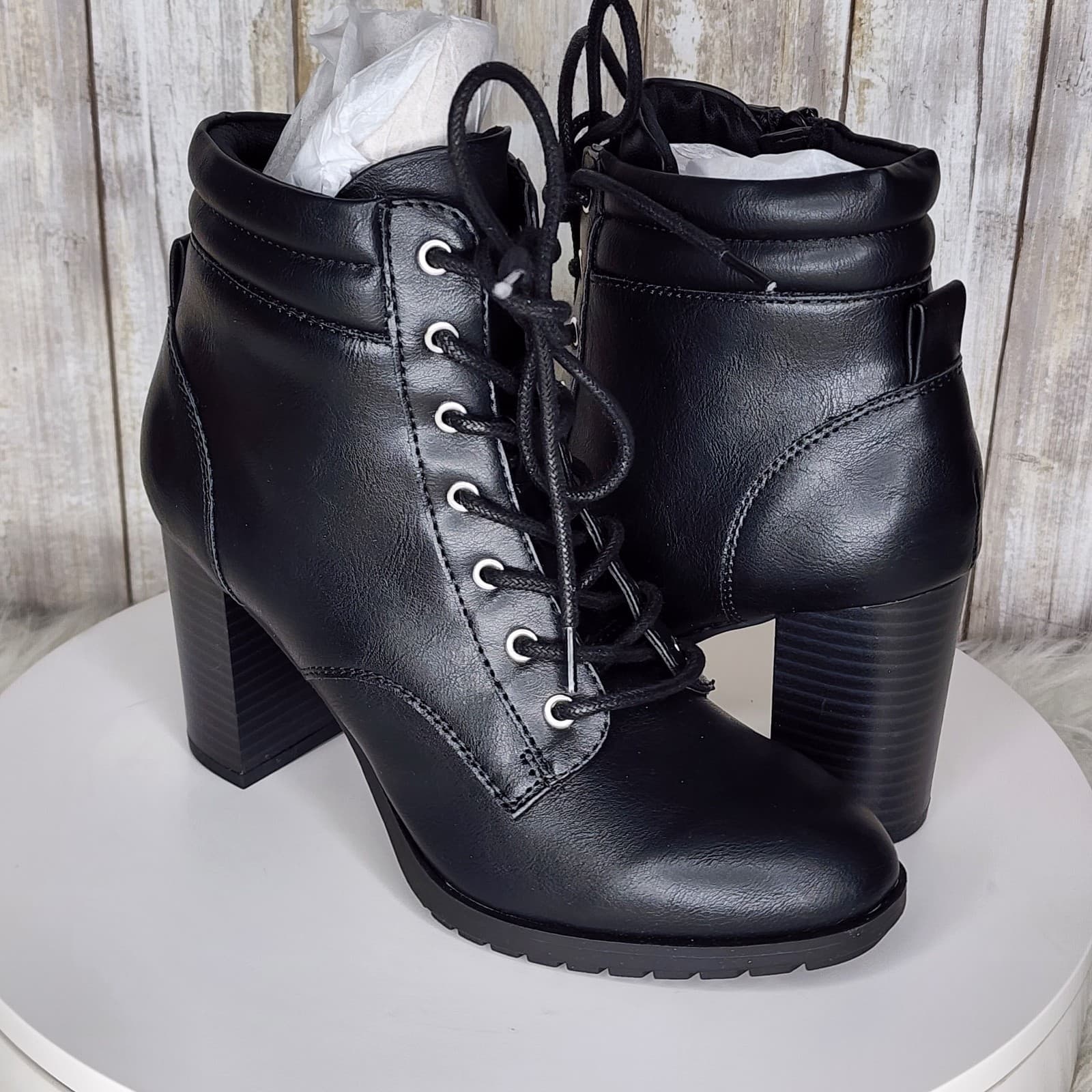 Style & Co Laurellee Lace-Up Dress Booties Black - Size 10 - Thumbnail 2