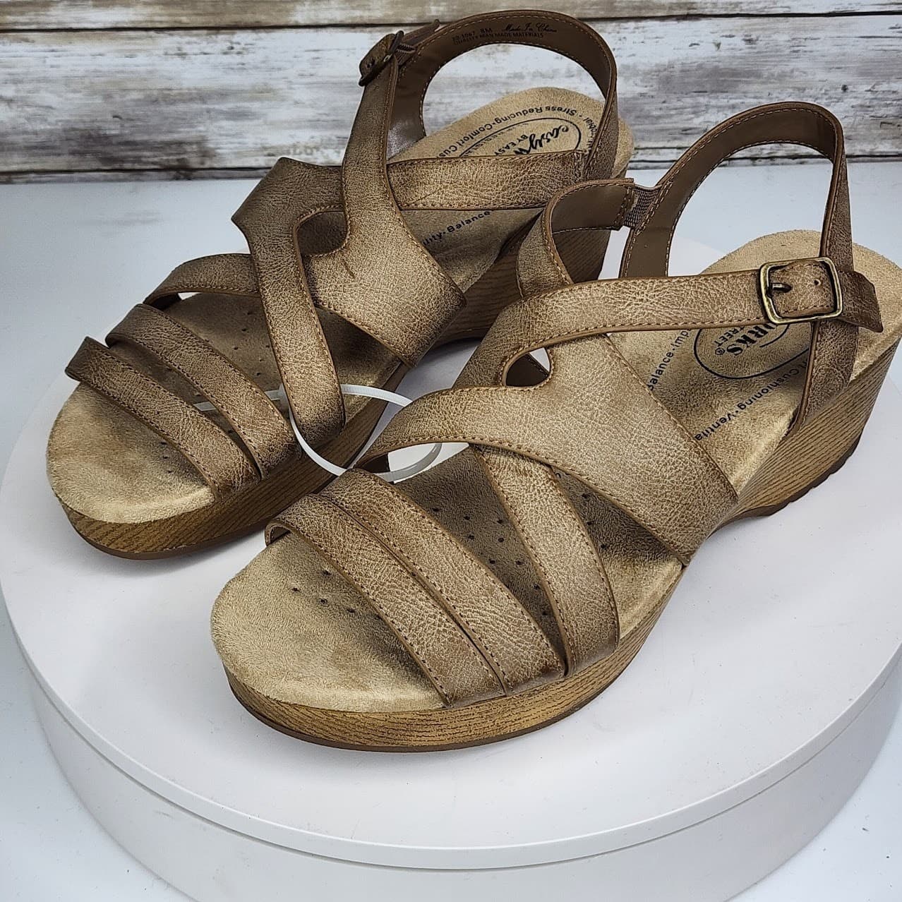 NEW - Easy Street Women's Comfort Wedge Sandals Slingback Open Toe Size 8 - Thumbnail 4