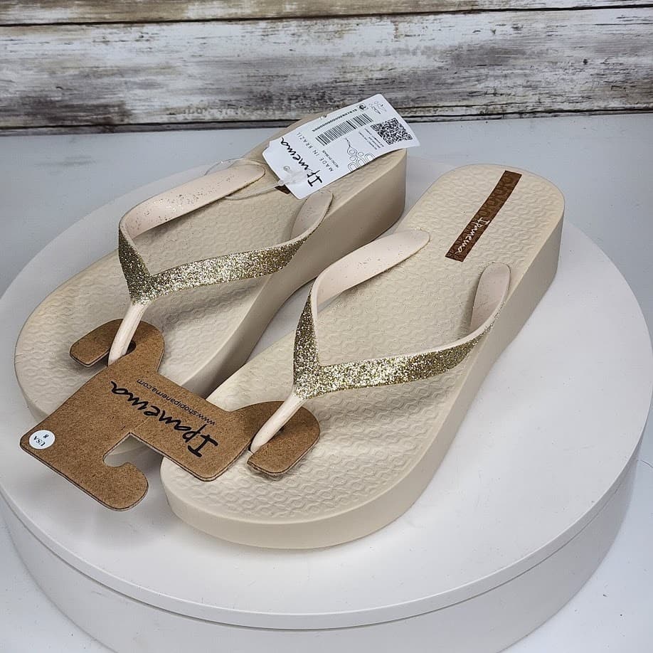 NEW - Ipanema Ipa Glitter Wedge Women’s Flip Flop Sandals Sparkle Size 8 - Thumbnail 4