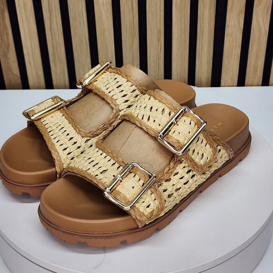 NEW - Marc Fisher Mylan Womens Brown Woven Flat Sandals Buckle Straps Size 7 M - Thumbnail 6