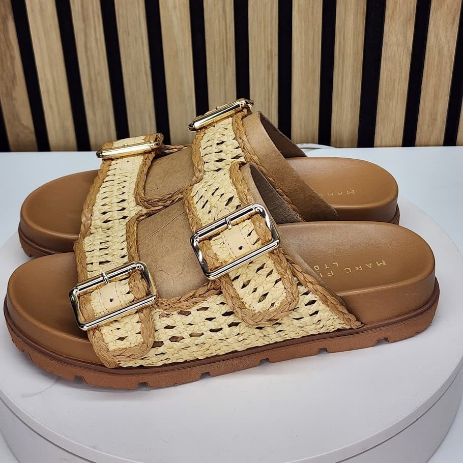 NEW - Marc Fisher Mylan Womens Brown Woven Flat Sandals Buckle Straps Size 7 M - Thumbnail 5