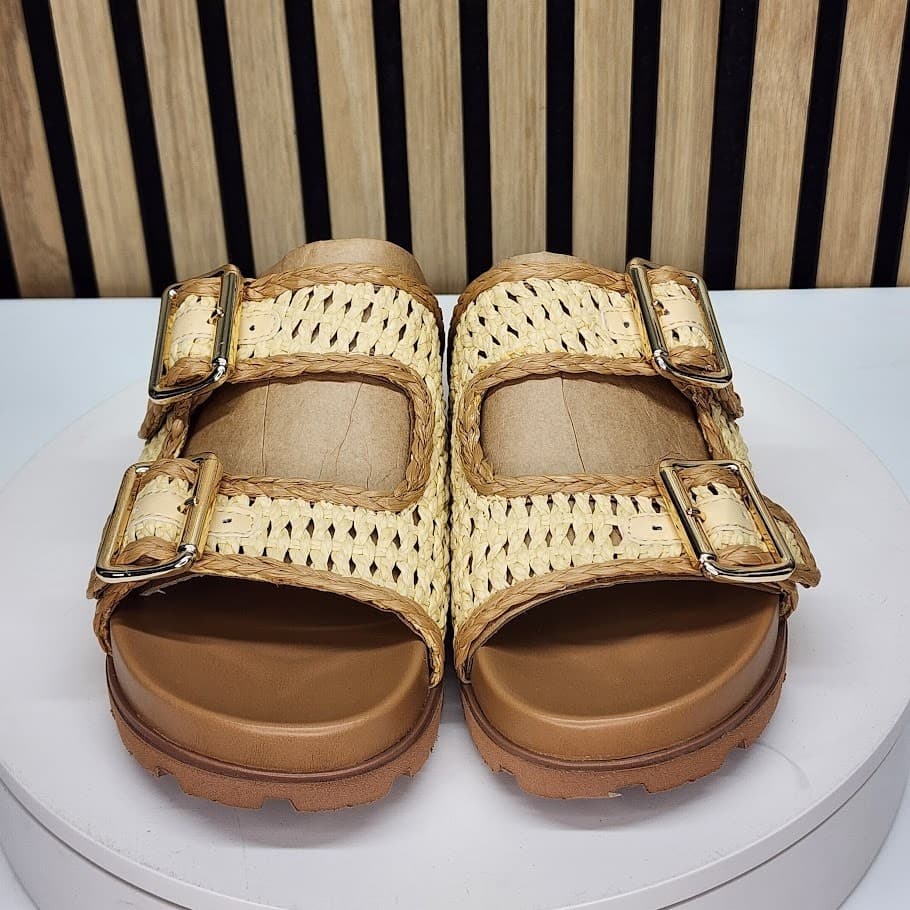 NEW - Marc Fisher Mylan Womens Brown Woven Flat Sandals Buckle Straps Size 7 M - Thumbnail 7