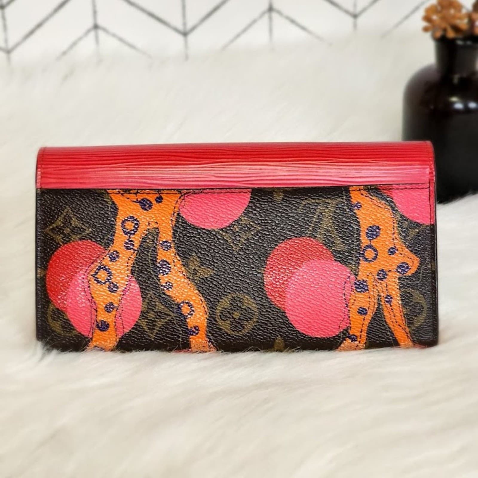 Louis Vuitton Coquelicot Monogram Ramages Sarah Wallet Epi Leather - Thumbnail 2