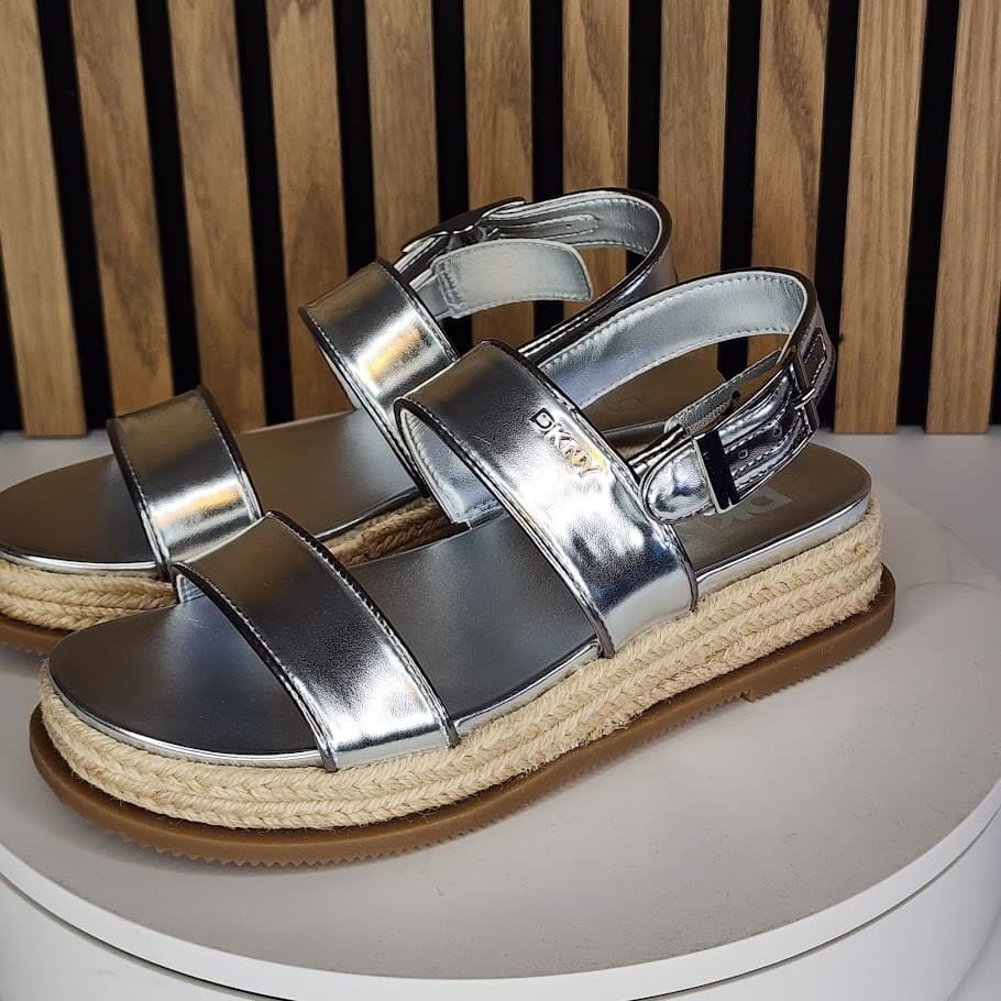 NEW - DKNY Bernae Women’s Slingback Sandals Silver - Size 7.5 M - Thumbnail 6