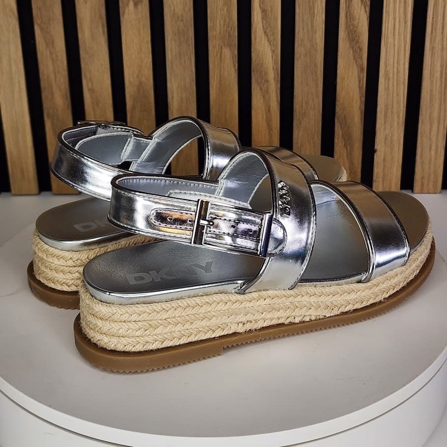 NEW - DKNY Bernae Women’s Slingback Sandals Silver - Size 7.5 M - Thumbnail 3