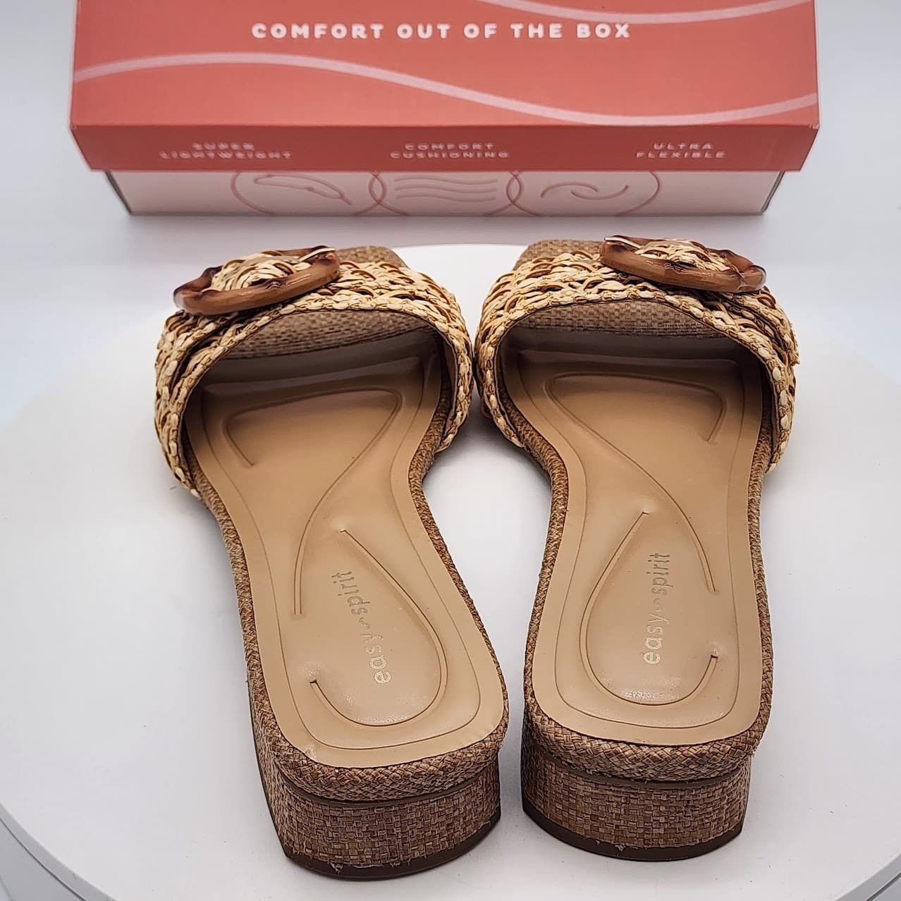 NEW - Easy Spirit Gatlin Natural Raffia Slide Sandals Women's Size 9M - Thumbnail 4
