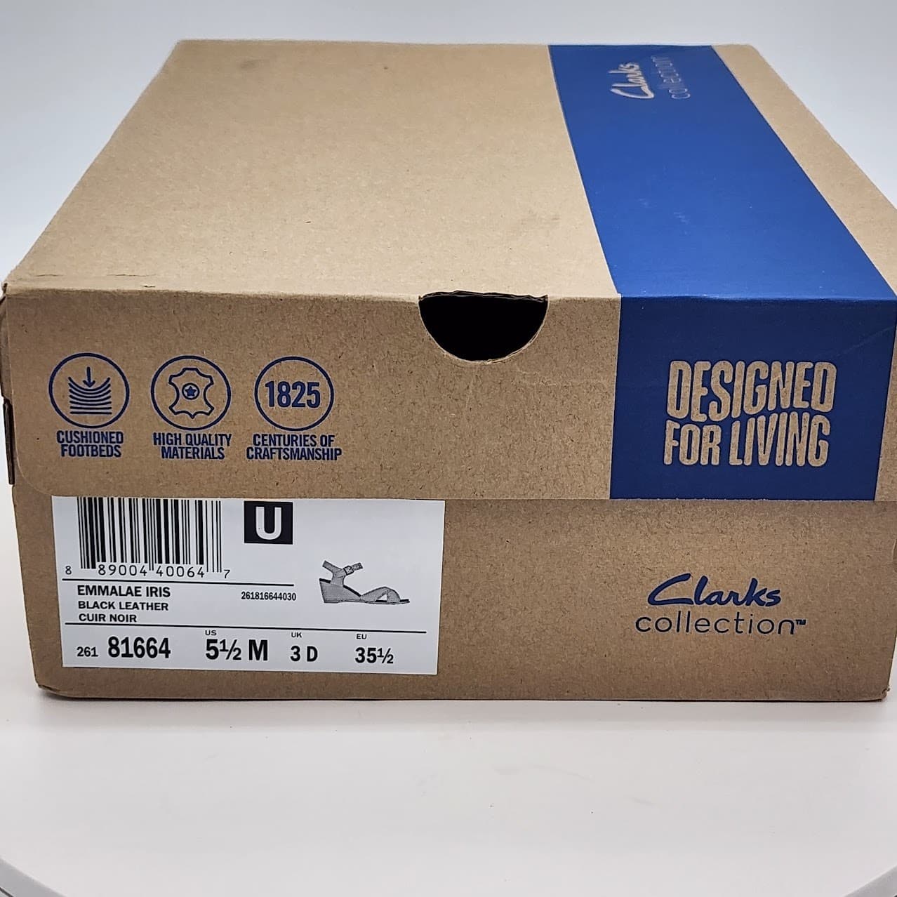NEW - Clarks Emmalale Iris Black Leather Wedge Sandals Women's Size 5.5M Comfort - Thumbnail 8
