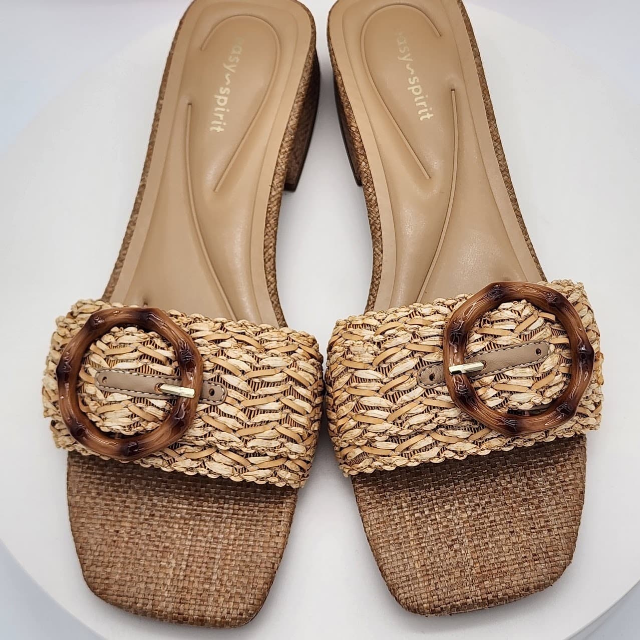 NEW - Easy Spirit Gatlin Natural Raffia Slide Sandals Women's Size 9M - Thumbnail 7