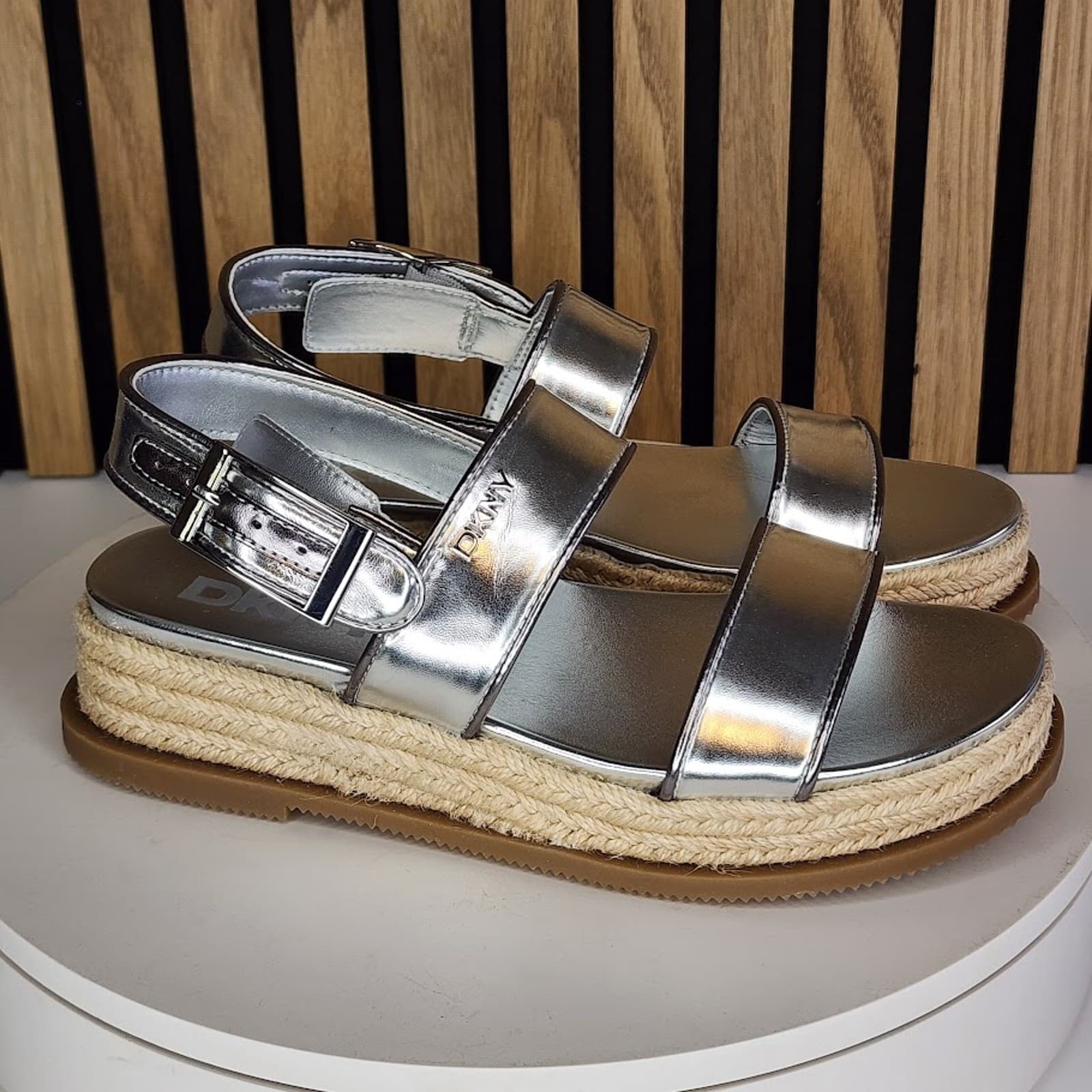 NEW - DKNY Bernae Women’s Slingback Sandals Silver - Size 6.5 M - Thumbnail 2