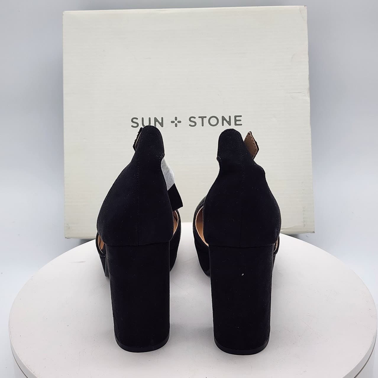NEW Sun + Stone Birdey Women's Black Mary Jane Platform Block Heel Pumps Size 6M - Thumbnail 5