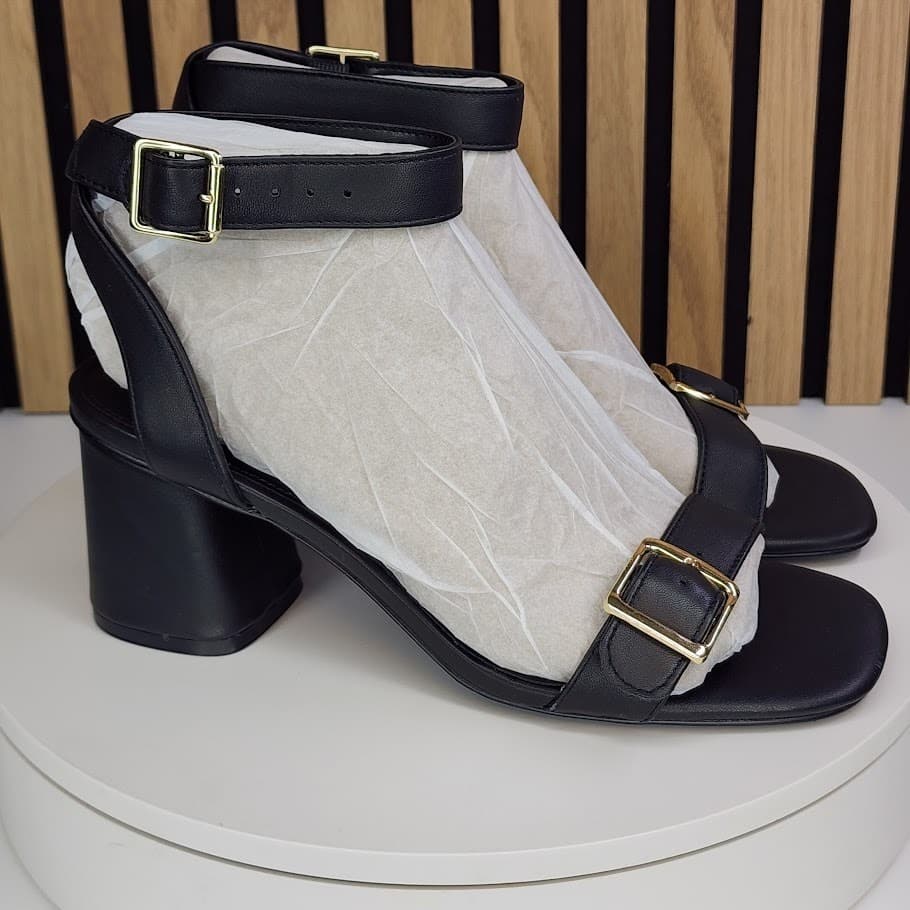 New - Steve Madden Mindi Women’s Black Block Heel Sandals Dress Shoes - Size 9 - Thumbnail 2