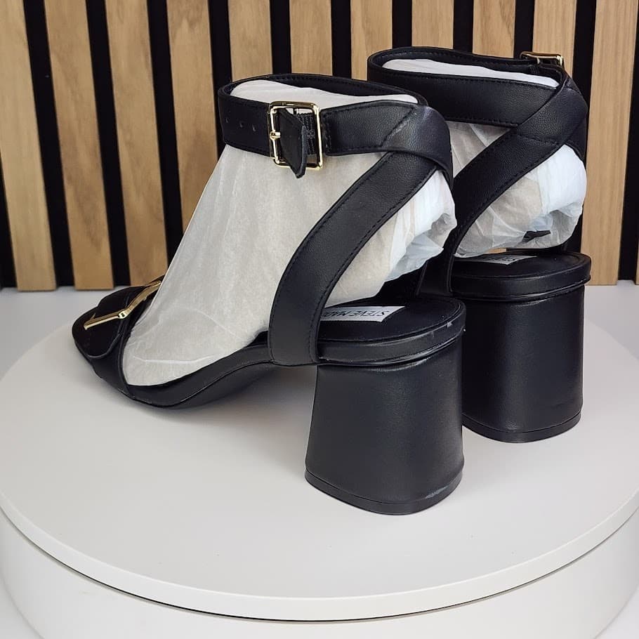 New - Steve Madden Mindi Women’s Black Block Heel Sandals Dress Shoes - Size 9 - Thumbnail 4