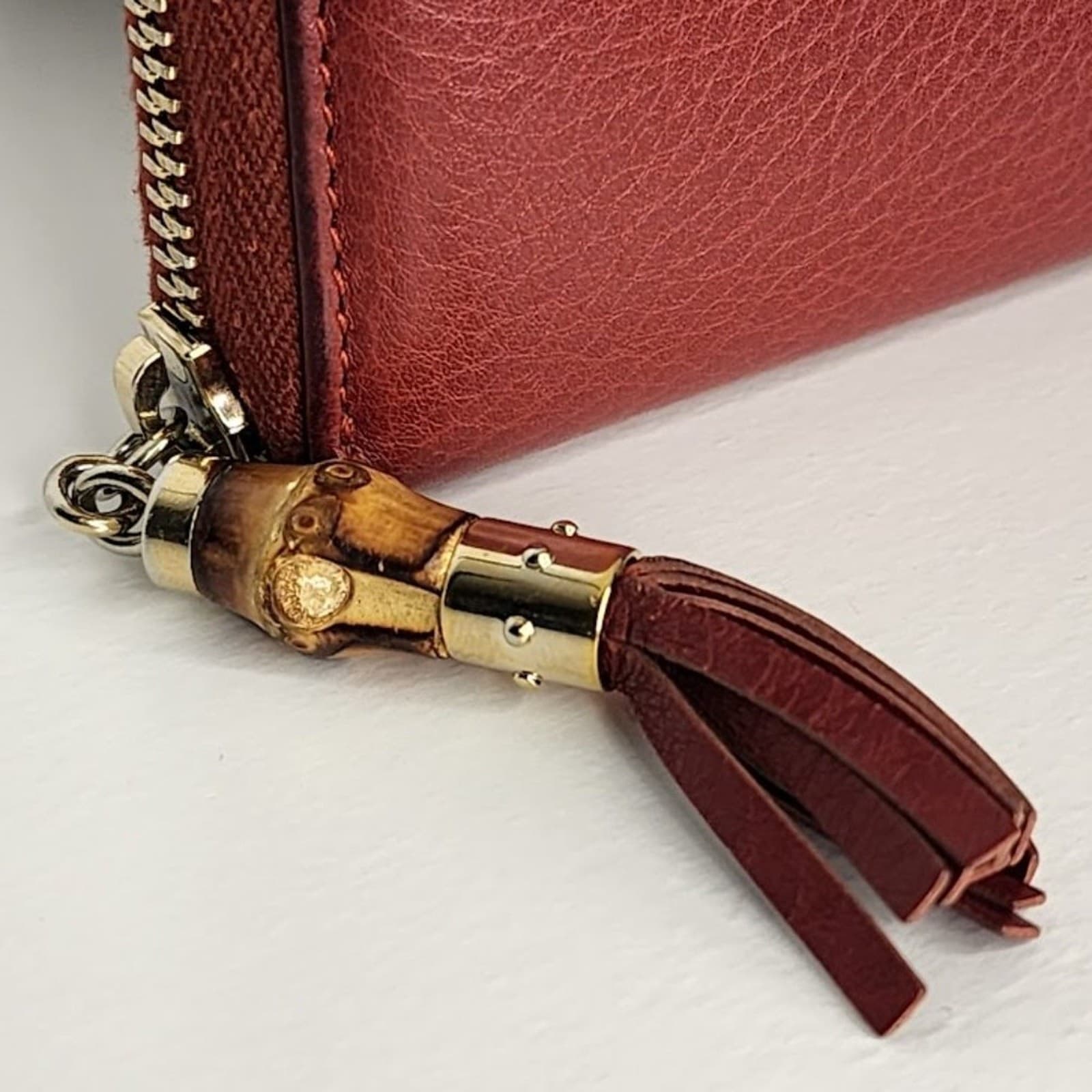 Gucci Leather Bamboo Tassel Zip Around Wallet - Thumbnail 4