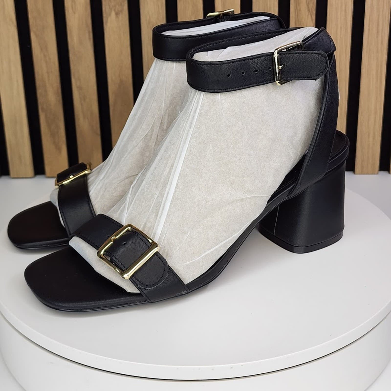 New - Steve Madden Mindi Women’s Black Block Heel Sandals Dress Shoes - Size 9.5 - Thumbnail 5
