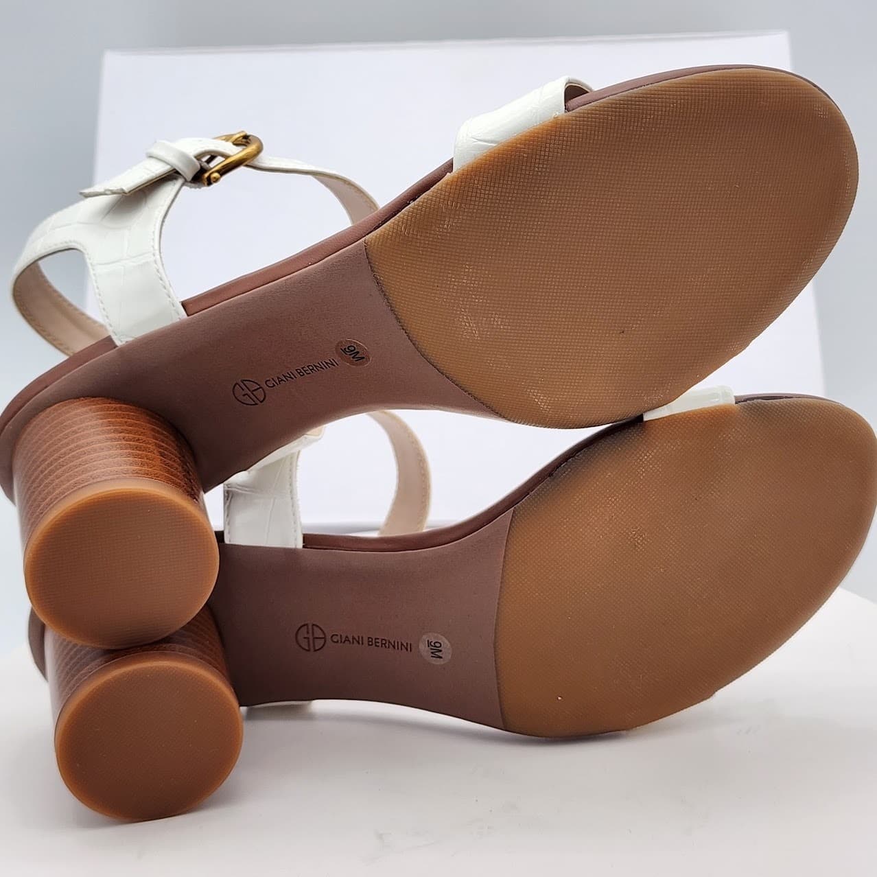 NEW - Giani Bernini Hadleyy Women’s White Croc Strappy Sandals Heel Size 9 M - Thumbnail 6