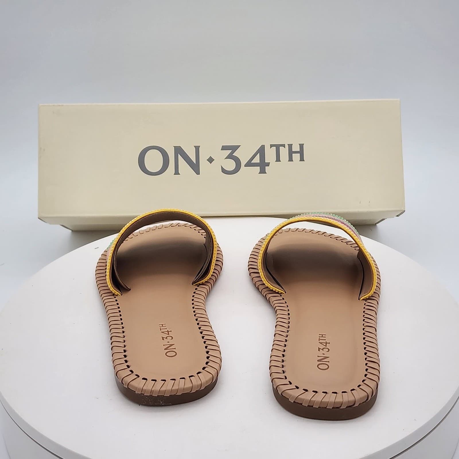 NEW - ON 34th Mavis Multi Stripe Women's Colorful Slides Sandals Size 5.5 M - Thumbnail 4