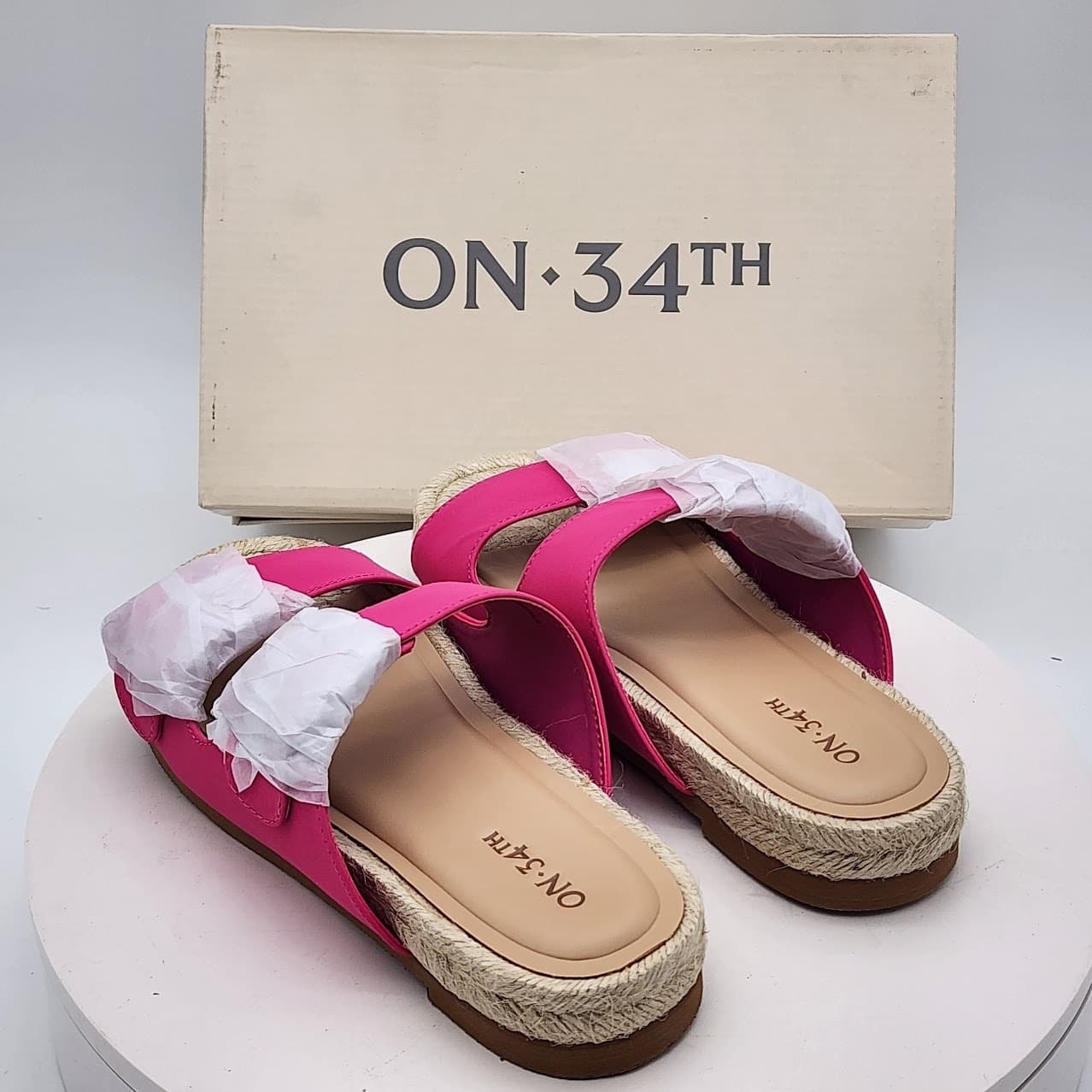 NEW - ON 34th Mila Pink Double Strap Espadrille Slide Sandals Women's Size 5M - Thumbnail 3