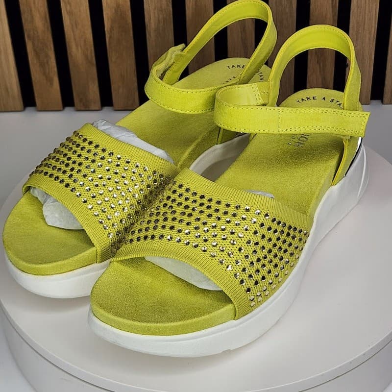 NEW - Kenneth Cole Reaction Hera Women’s Jeweled Platform Lime Sandals - Size 9 - Thumbnail 6