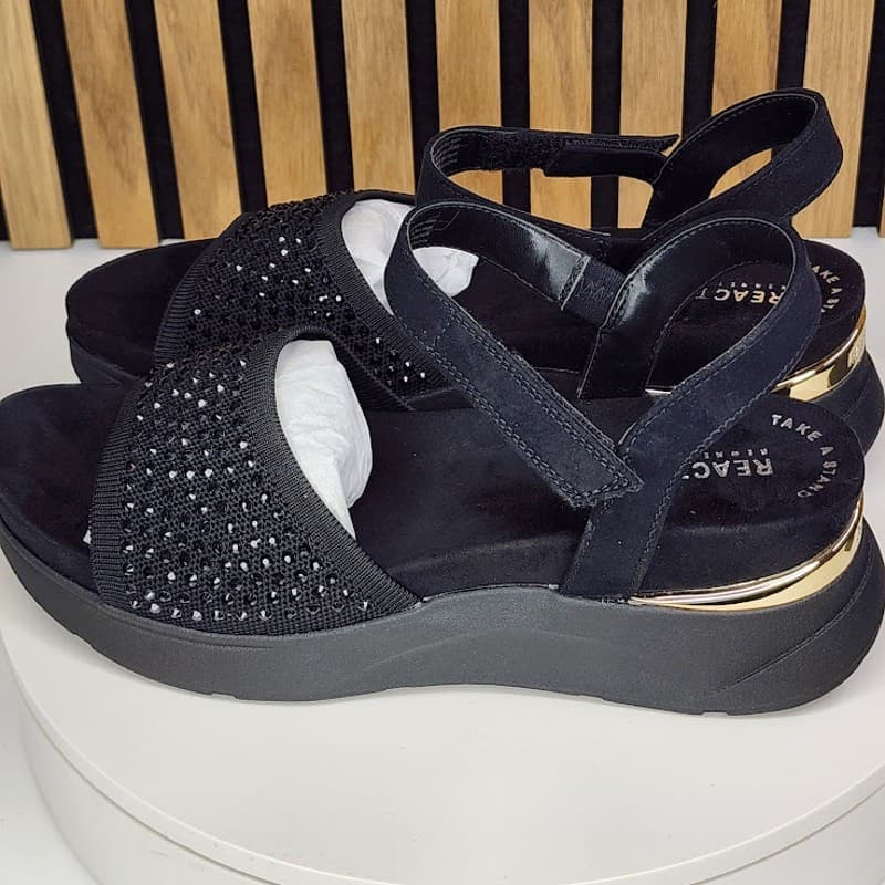 NEW - Kenneth Cole Reaction Hera Women’s Jeweled Platform Black Sandals - Size 9 - Thumbnail 5