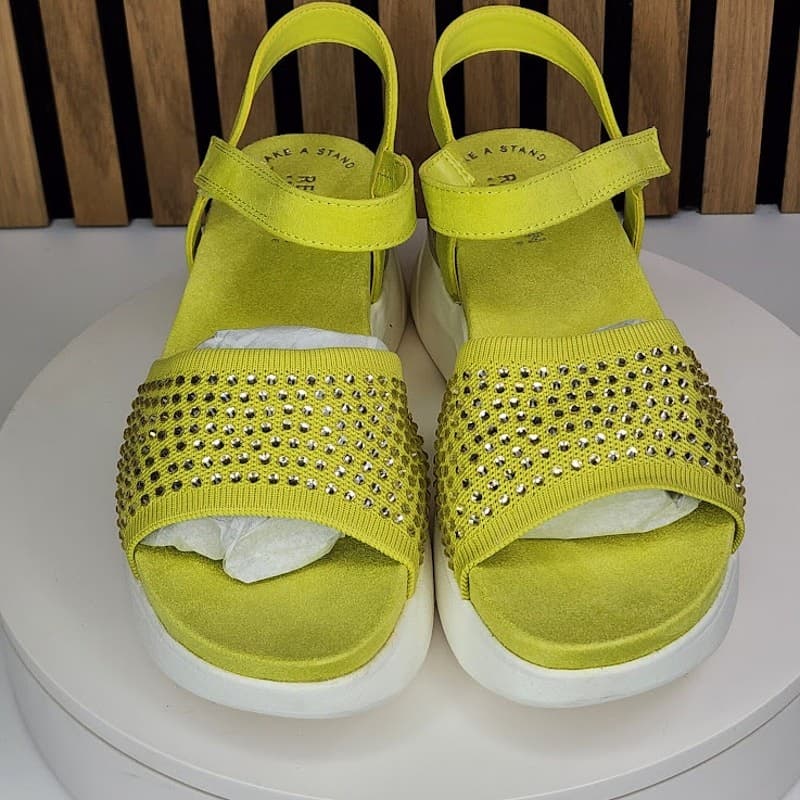 NEW - Kenneth Cole Reaction Hera Women’s Jeweled Platform Lime Sandals - Size 9 - Thumbnail 9
