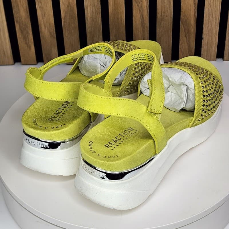 NEW - Kenneth Cole Reaction Hera Women’s Jeweled Platform Lime Sandals - Size 9 - Thumbnail 3