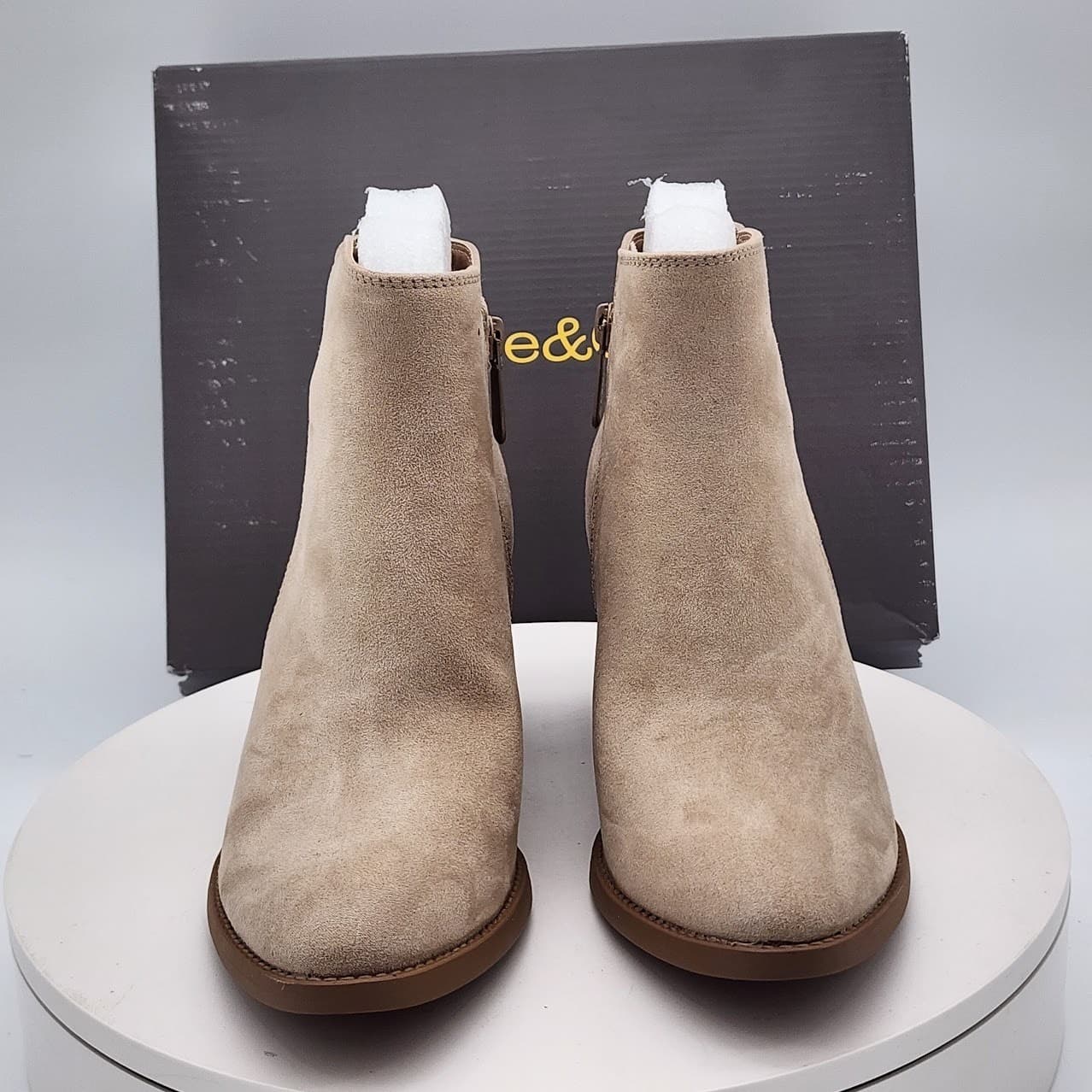 NEW Style & Co Lainey Womens Suede Ankle Booties Quarry Tan Size 7.5 Block Heel - Thumbnail 5