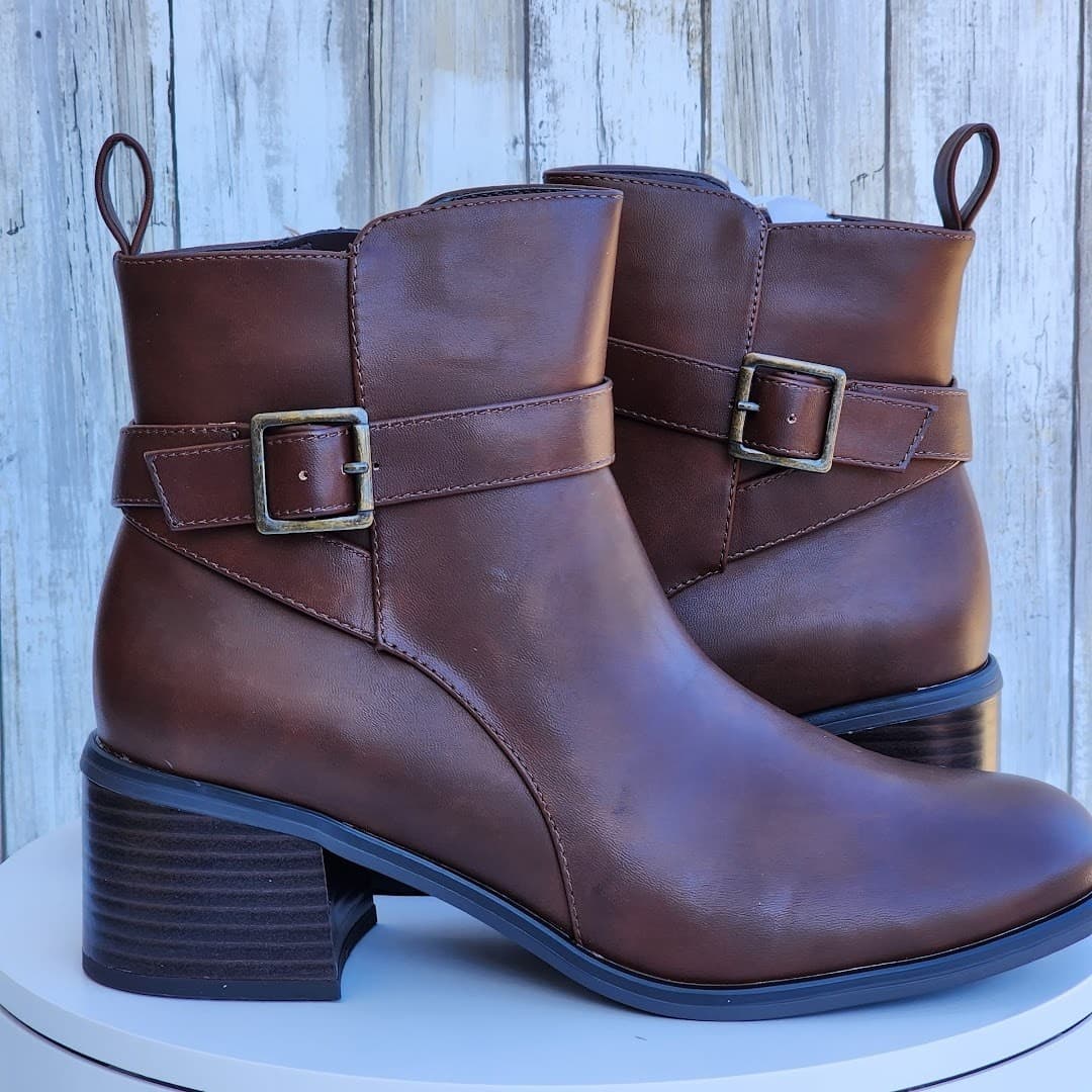 White Mountain Women's Narrows Heeled Brown Booties - Size 8.5 - Thumbnail 2