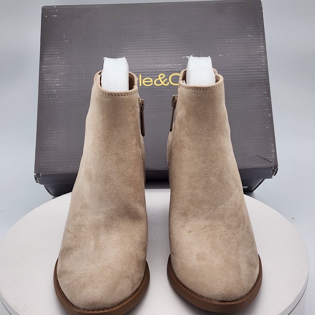 NEW Style & Co Lainey Womens Suede Ankle Booties Quarry Tan Size 7.5 Block Heel - Thumbnail 2