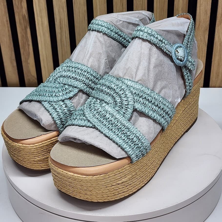 NEW - Marc Fisher LTD Payley Women’s Woven Platform Wedge Sandals Blue 11 M - Thumbnail 7