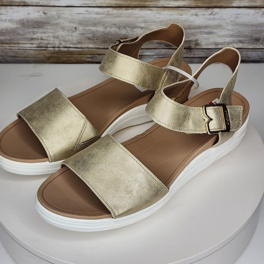 NEW - Dr. Scholl’s Time Off Sky Women’s Gold Sport Wedge Sandals Size 9 - Thumbnail 3