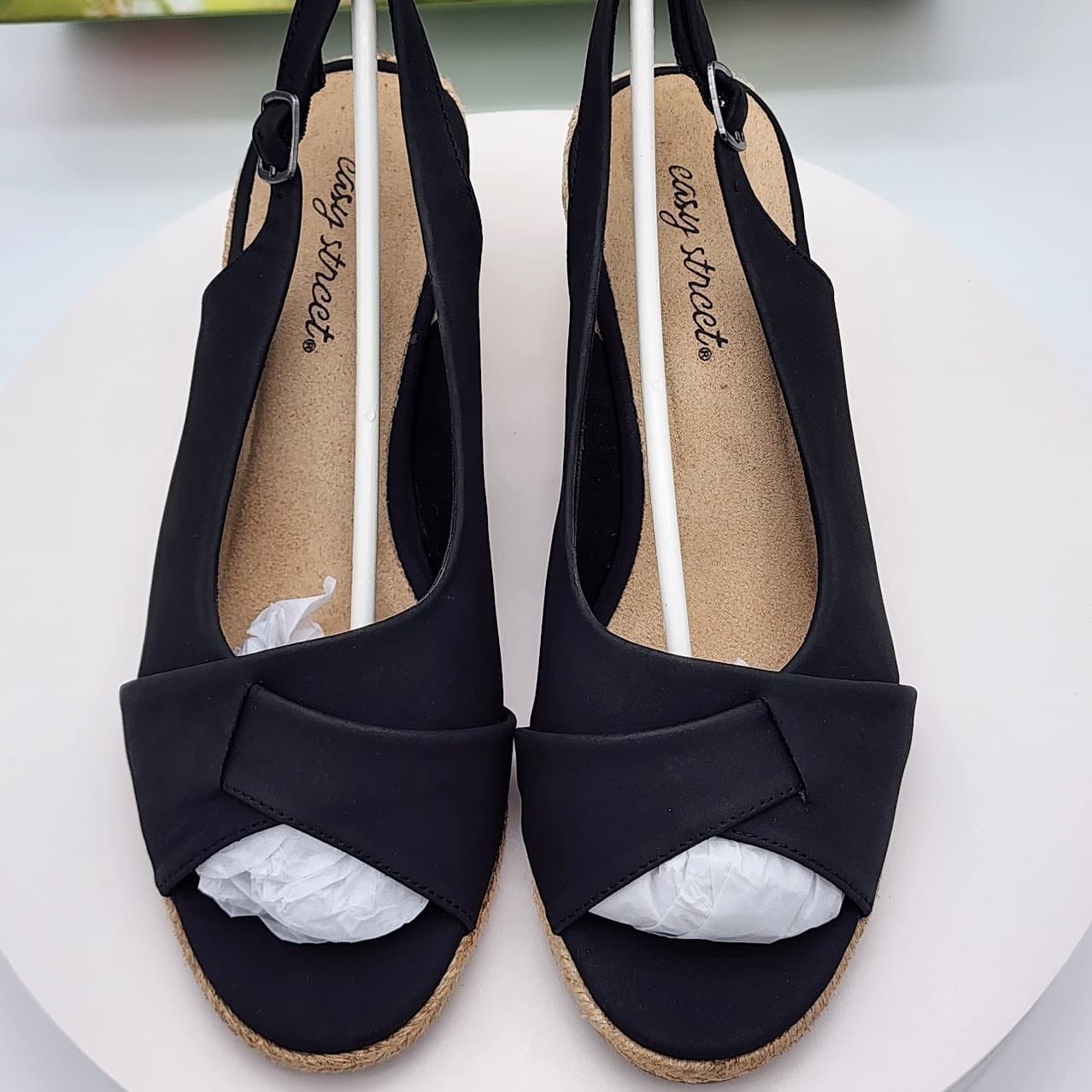 NEW Easy Street Devlin Black Slingback Espadrille Wedge Sandals Women Size 8.5 M - Thumbnail 7