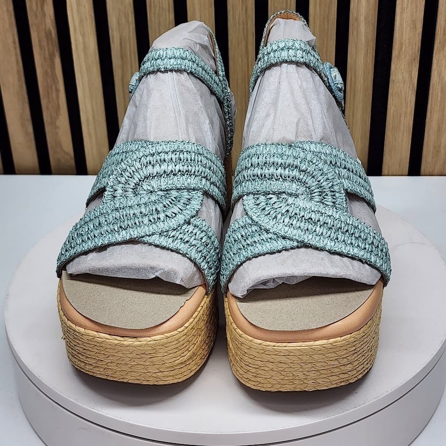 NEW - Marc Fisher LTD Payley Women’s Woven Platform Wedge Sandals Blue 11 M - Thumbnail 8