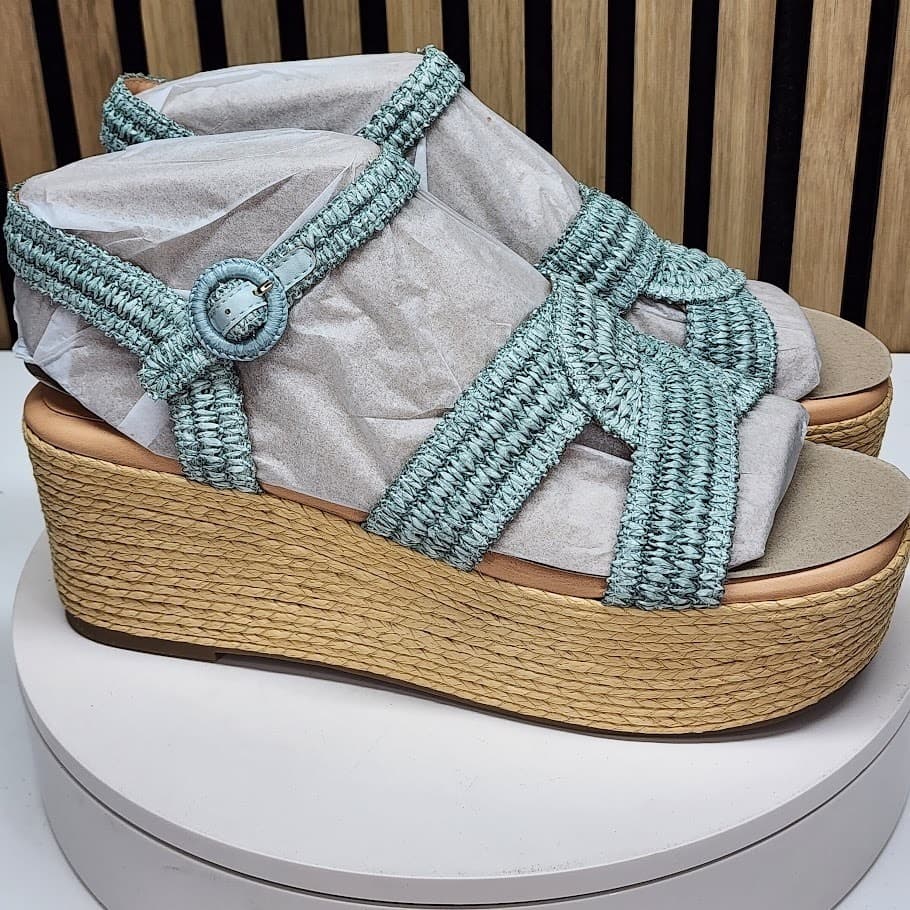 NEW - Marc Fisher LTD Payley Women’s Woven Platform Wedge Sandals Blue 11 M - Thumbnail 2