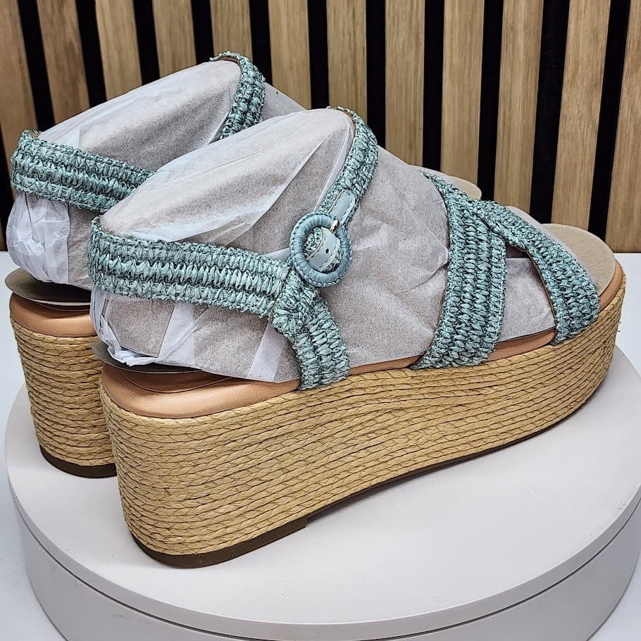 NEW - Marc Fisher LTD Payley Women’s Woven Platform Wedge Sandals Blue 11 M - Thumbnail 3