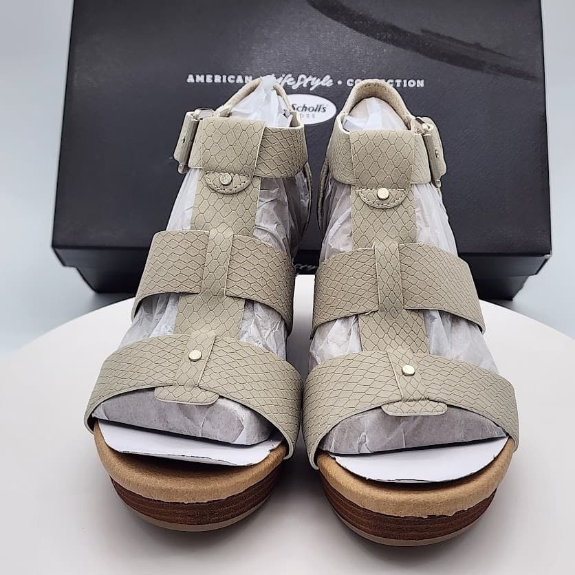 NEW Dr. Scholl's Barton Grey Wedge Sandals Women's Size 6.5M Platform Shoes - Thumbnail 6