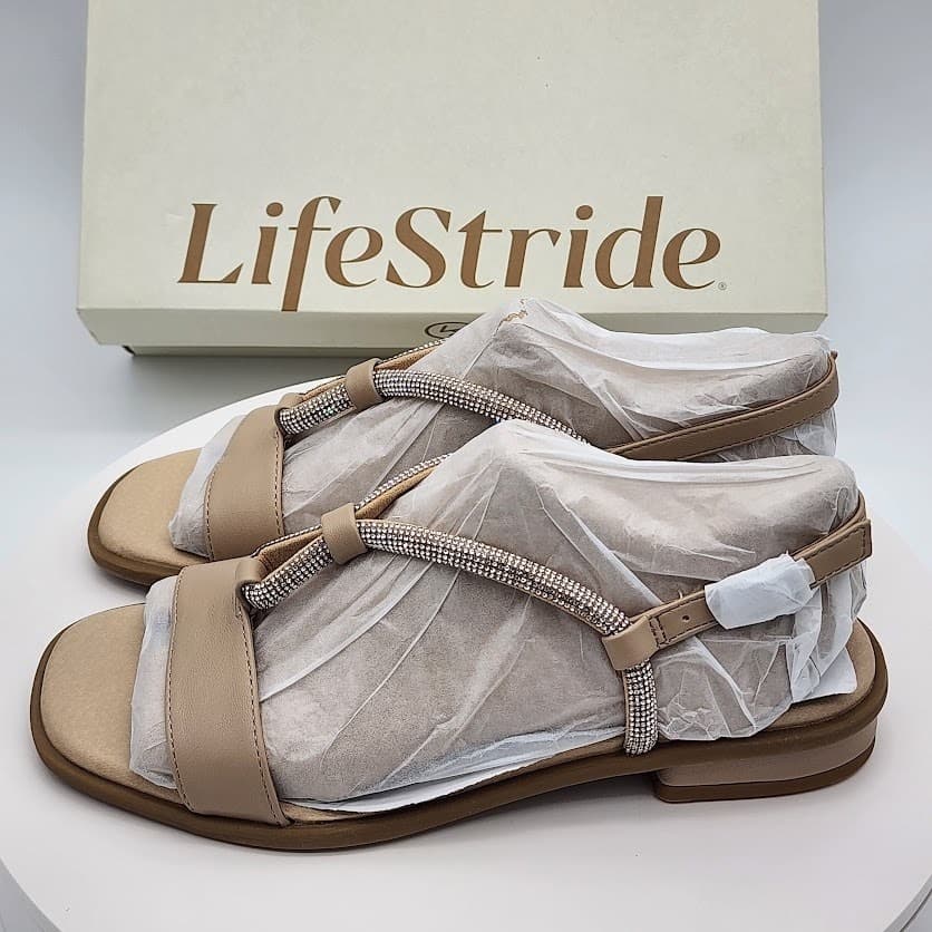 NEW LifeStride Radiant Taupe Heirloom Embellished Sandals Women's Size 7M - Thumbnail 4