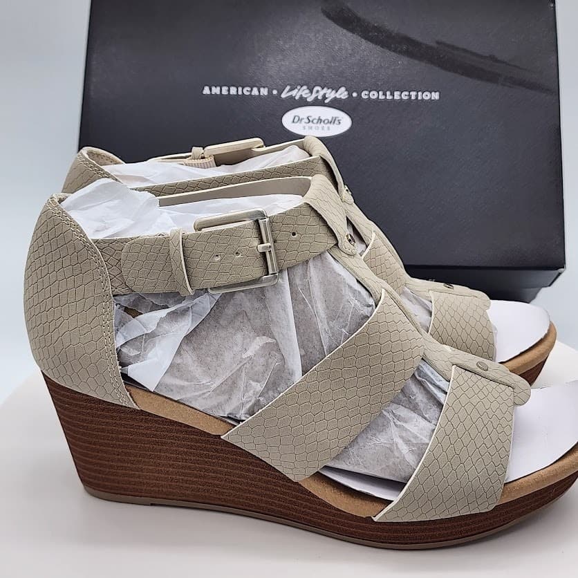 NEW Dr. Scholl's Barton Grey Wedge Sandals Women's Size 6.5M Platform Shoes - Thumbnail 2