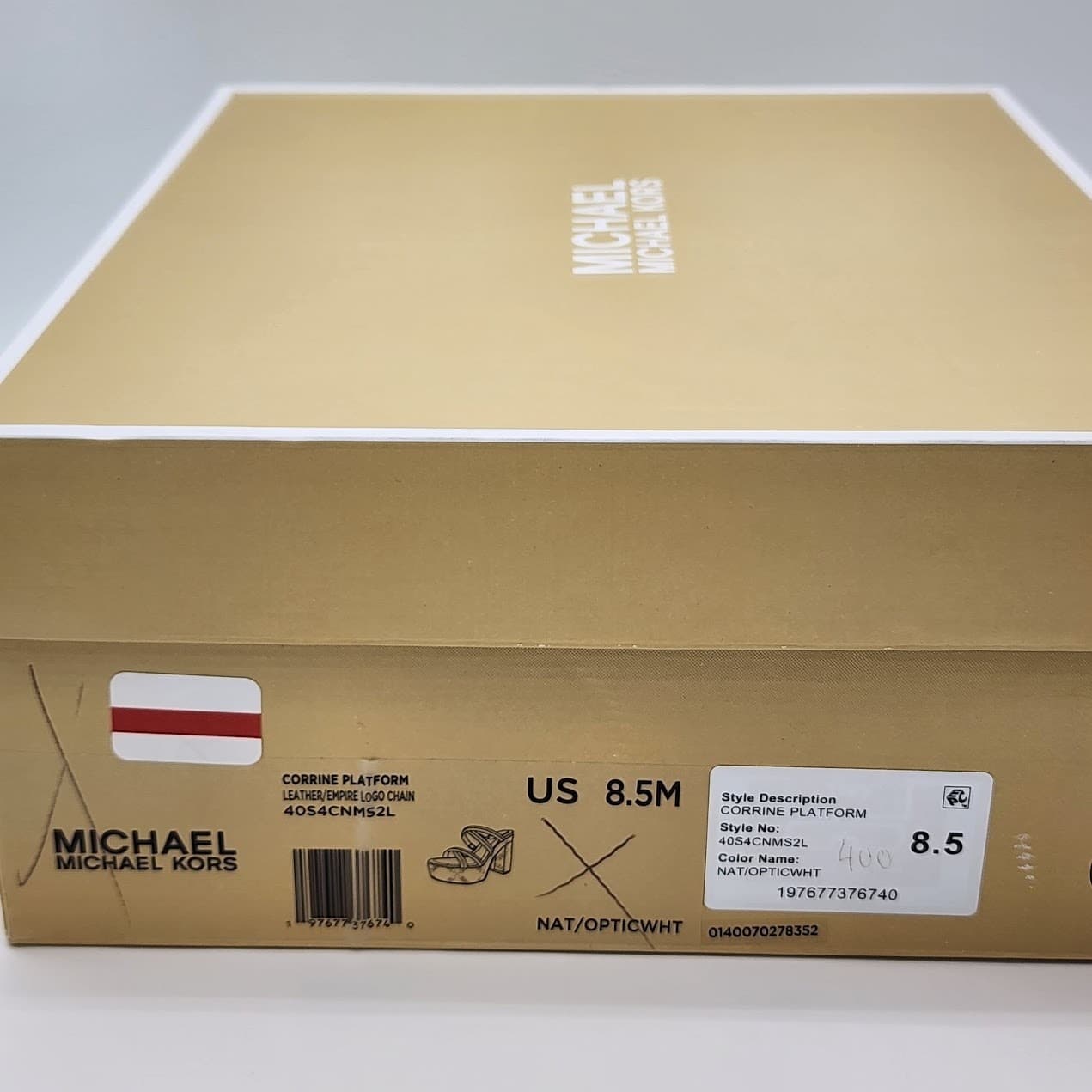 NEW Michael Kors Corrine Platform Leather Chain Sandals White Women's Size 8.5M - Thumbnail 12