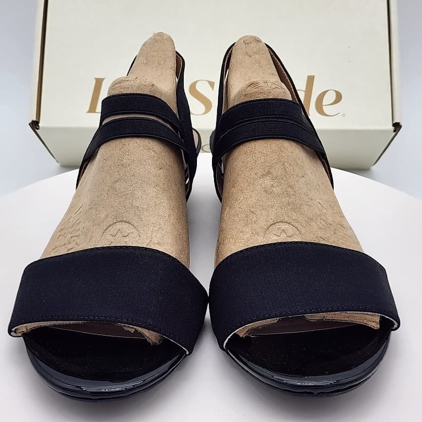 NEW LifeStride Yolo Black Micron Fabric Wedge Sandals Women's Size 6.5M - Thumbnail 6