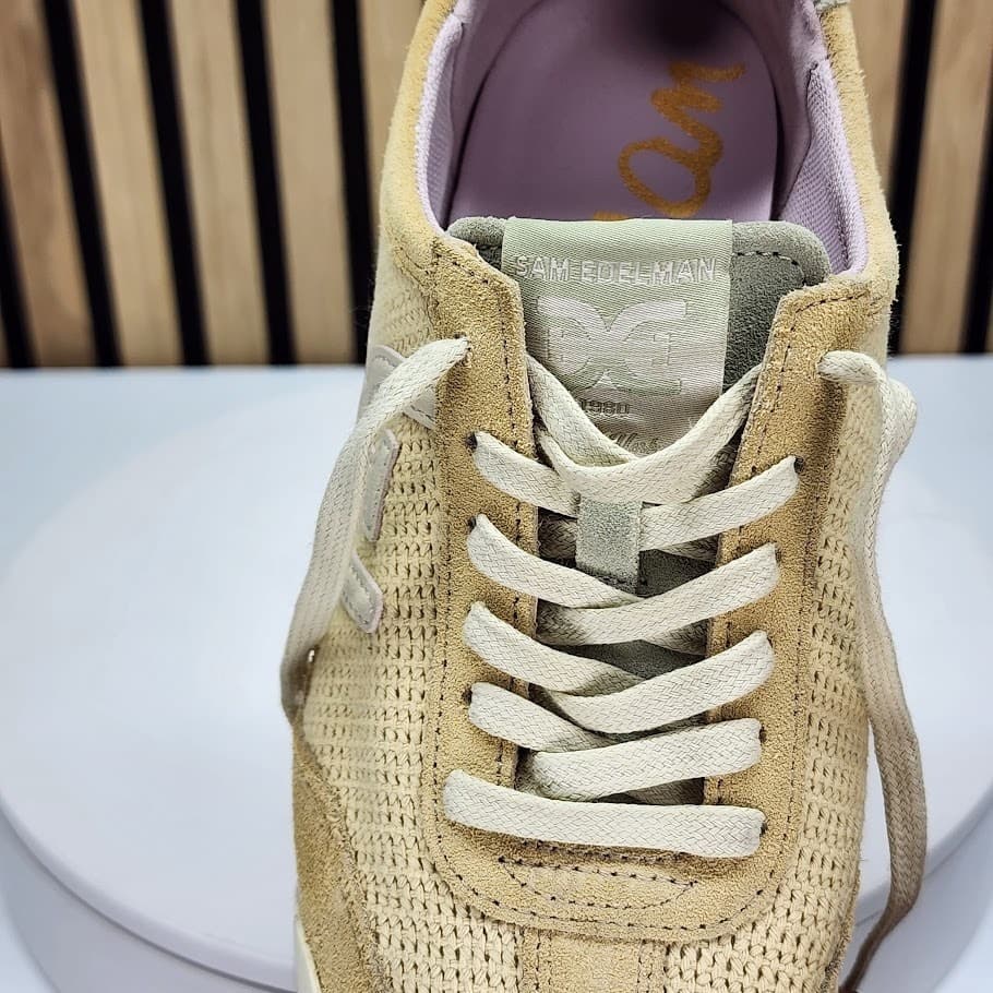 Sam Edelman Women’s Beige Suede & Woven Lace-Up Sneakers - Size 6.5 M - Thumbnail 10
